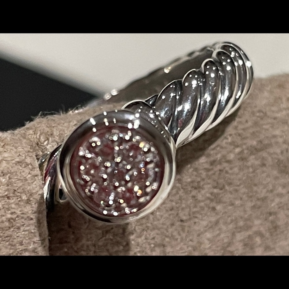 David Yurman Diamond Round Stack Ring. Size 6